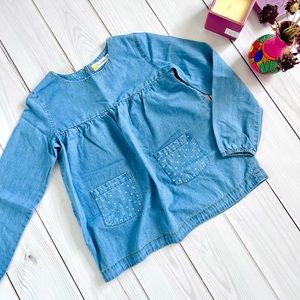 Mini Boden Chambray Blouse with Pockets